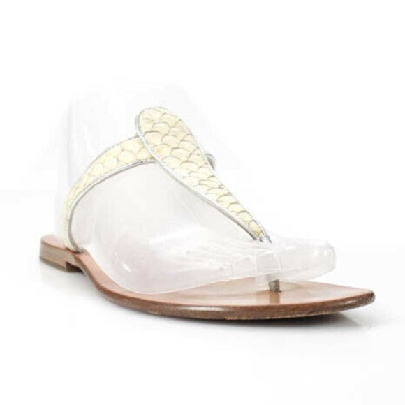 Bo'em plage Shoes - BoEm Plage Ivory Leather Metallic Embossed Sandals